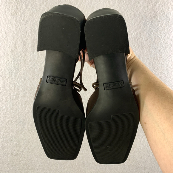 VTG Madeline Stuart Womens Strappy Square Block Heels Sz 8 M Brown Y2K Formal - Picture 7 of 11